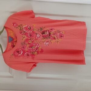 Orange floral top, size S. NWT